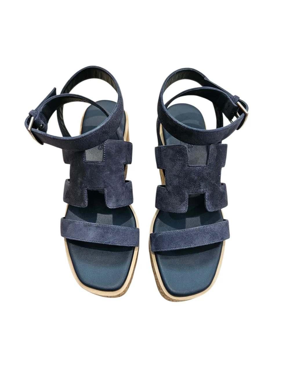 Hermès Havane 30 Cork Platform Sandals – Bleu Céleste Suede – Size 38 NIB